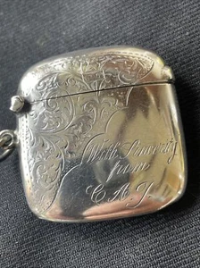 Antique Silver Vesta Case Hallmarked William Neale & Son Ltd 1911 Birmingham - Picture 1 of 10