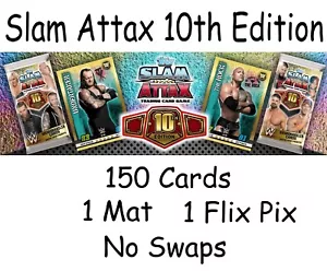 Topps WWE Slam Attax 10th Edition 150 cards + 1 Mat Relic + Flix Pix NO SWAPS - Picture 1 of 3
