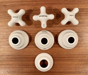 Antique Porcelain Faucet Cross Handles Vintage Tub Shower Diverter EUC Authentic - Picture 1 of 23