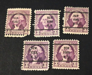 5 - 1932 US Stamps - Scott #720 3 Cent - Precancels - Used - New York, NY. b - Picture 1 of 2