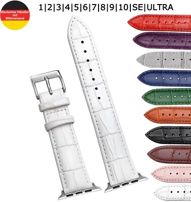 Uhrenarmband Lederarmband Kroko Apple Watch 1-7 8 9 10 SE ULTRA Band iWatch Uhr - Bild 1 von 4