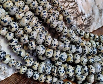 😏 Dalmatiner Jaspis ~ Aplit ~ rundliche Nuggets ca. 8-10 mm Perlen Strang 😉 - Bild 1 von 4