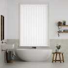 TAILOR MADE  BLACKOUT VERTICAL LOUVRE BLIND COMPLETE  WITH HEADRAIL IN WHITE