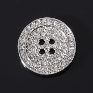 6PC DIY Glitter Rhinestone Sewing Buttons 4-Hole Round Blazer Coat Button Craft - Picture 1 of 11
