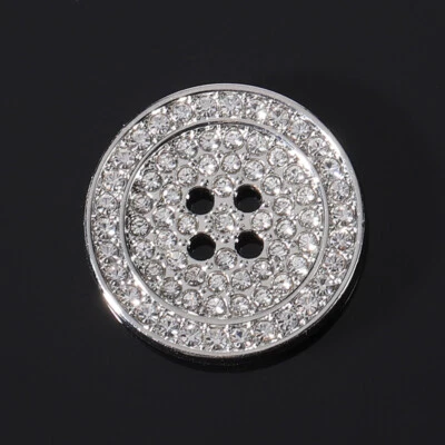 6x 4-Hole Round Buttons Bling Rhinestone Decor for Shirt Jacket Coat DIY Sewing - Image 1 of 4