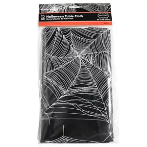 Chef Craft Halloween Web Tablecloth 52x108 Inches Black & White 3PCK - Picture 1 of 1