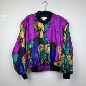 Vintage Picasso-Inspired Colorful Bomber Jacket - Picture 1 of 8