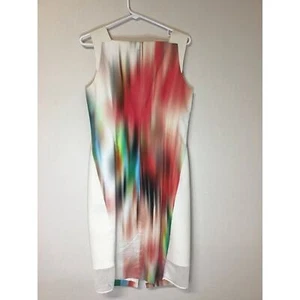 Elie Tahari Paint Patterned Sheath Dress Women's Size 10 Zip Back Accent - Picture 1 of 6