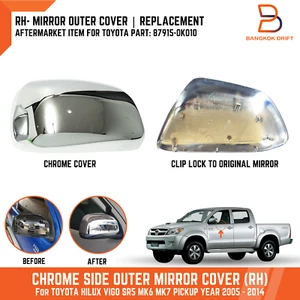 CUBIERTA ESPEJO EXTERIOR CROMO RH PARA TOYOTA HILUX VIGO FORTUNER 05-14 87915-0K010 - Imagen 1 de 7