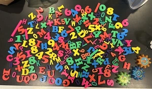 Set of Magnetic Fridge Alphabet Letters & Numbers Mixed Lot 186 & 3 Spinners - Picture 1 of 8