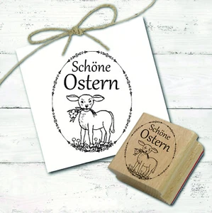 Sello con motivo hermoso huevo de Pascua oveja cordero casa de campo sello primavera 38x48 mm - Imagen 1 de 6