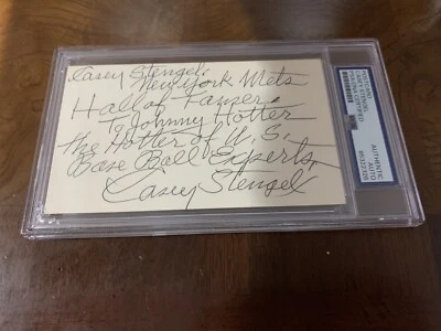 Casey Stengel PSA DNA Auto Dual Signed 3x5 Index Card - Image 1 of 2
