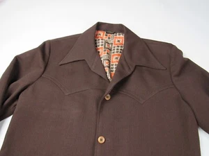 Vtg 1960's 70's Knit Polyester Western Leisure Jacket Sport Coat Blazer Sz 42 R - Picture 1 of 14