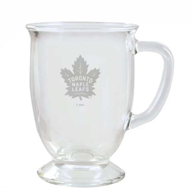 NHL TORONTO Hockey MAPLE LEAFS - 16oz Coffee LATTE Cafe Etched Glass Mug - Image 1 of 1