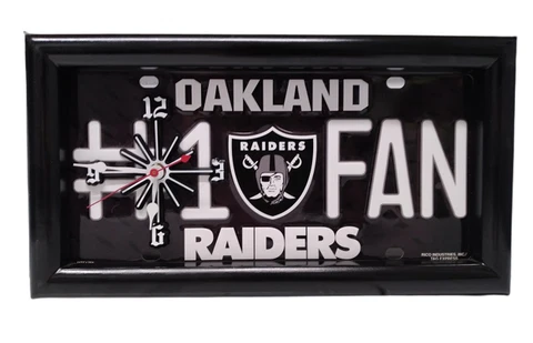 OAKLAND RAIDERS #1 FAN License Plate Framed Wall Clock Cover