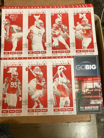 2021 Nebraska Cornhuskers Football FULL SEASON UNSEPARATED Tickets Cover