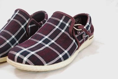 Zapatos con botones Patagonia Kula para mujer 6,5 degustación de vinos a cuadros de lona púrpura Foto 1 de 4