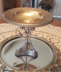 Meriden figural Silver and Gold Plated Compote/card receiver Antique. NICE - Picture 1 of 18