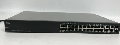 Cisco SF300-24 24-Port 10/100 Managed Switch with Gigabit Uplinks - Image 1 of 4