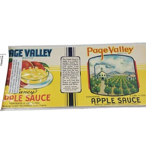 Page Valley Applesauce Can Paper Wrap Antique Original Rescued Factory Label - Picture 1 of 24