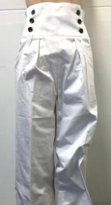 $649 Dolce & Gabbana Women White High-Rise Sailor Wide Leg Pleat Pant IT 40 US 4 - Image 1 of 4