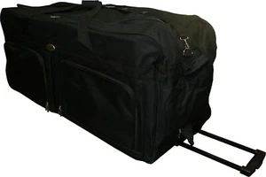 42" Heavy Duty Polyester Rolling Duffel Wheeled Luggage Suitcase - Black - Picture 1 of 5