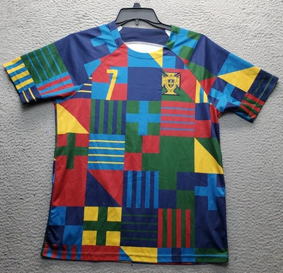 F.P.F Portugal National Soccer Training Jersey Mens Large Multicolor Ronaldo #7 - Image 1 of 4