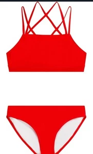 Kanu Surf Girls' Aria Beach Sport UPF 50+ Mini Tankini Two Piece Red Swimsuit, 6 - Picture 1 of 1