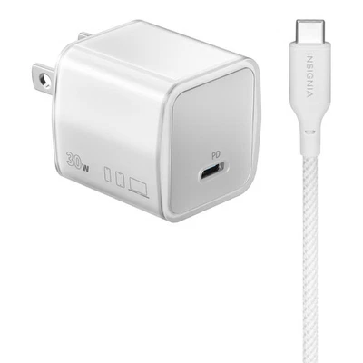 Insignia - 30 Вт USB-C компактный настенное зарядное устройство комплект с 6USB-C к C кабель fo... - Изображение 1 из 4