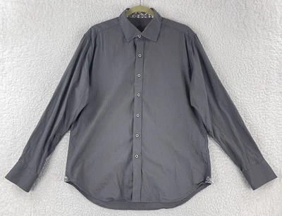 Robert Graham Dress Shirt Mens Large Gray Paisley Button-Up Long Sleeve Cotton - Image 1 of 4