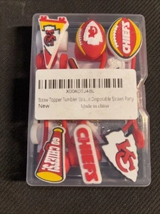 Kansas City Chiefs Strohhalm Abdeckkappe, 8 Stück - Neu Versiegelt für Wiederverwendbare Strohhalme - Bild 1 von 2