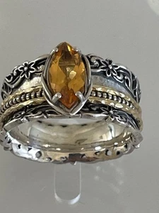 or paz sterling silver ring Size 10.1/2 Spinner Citrine Marquise - Picture 1 of 4