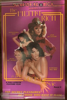 RARE Swedish Erotica The Filthy Rich 24kt Dirty movie VTG ROLLED poster 23x36 - Image 1 of 4