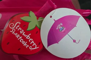 Vintage 2004 Strawberry Shortcake Folding Umbrella Sunny Rainy Days tags - Picture 1 of 9