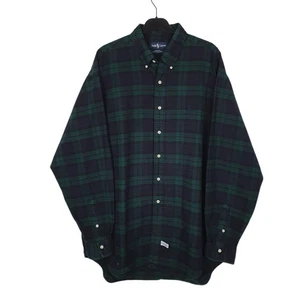 RALPH LAUREN Navy Check Hemd Vintage 90s Made In USA Langarm Baumwolle Herren - Bild 1 von 4