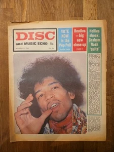 Disc and Music Echo November 16th 1968 Jimi Hendrix Cover - Imagen 1 de 4