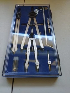 Alvin 129 B Precision Drawing Set Vtg Instruments W/Case Tools Germany - Picture 1 of 4