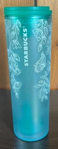Starbucks Spring 2024 16oz Teal Floral 16 oz Tumbler - NEW - Picture 1 of 8