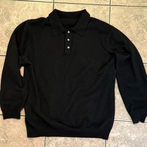 DANIEL BISHOP 2-PLY CASHMERE 3-BUTTON COLLARED SWEATER MENS XL BL - Picture 1 of 9