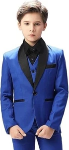 Boy‘s Suits Shawl Lapel Wedding Tuxedo Blazer Pants Vests Slim Fit Three Pieces - Picture 1 of 27