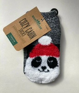 1 Pair Youth Aloe Infused Holiday Socks Santa Hat Panda Bear Northeast Outfitter - Picture 1 of 2