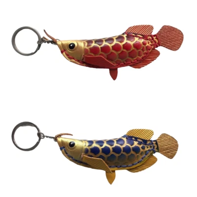 LLAVERO VINTAGE TAILANDÉS HECHO A MANO CUERO GENUINO LLAVERO AROWANA PEZ REGALO x2 Piezas Foto 1 de 4