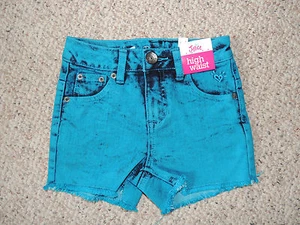 Girls 8 Justice Premium Blue Wash High Waist Stretch Denim Cut Off Jeans Shorts  - Picture 1 of 2