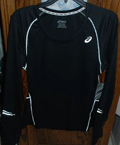 XL NWT $50 Women's ASICS Lite-Show Favorite Black LS Active Top - Picture 1 of 7