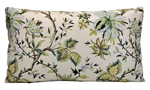 Waverly Felicite Mineral Jacobean Floral 12x20 Decorative Throw Pillow Cover - Picture 1 of 10