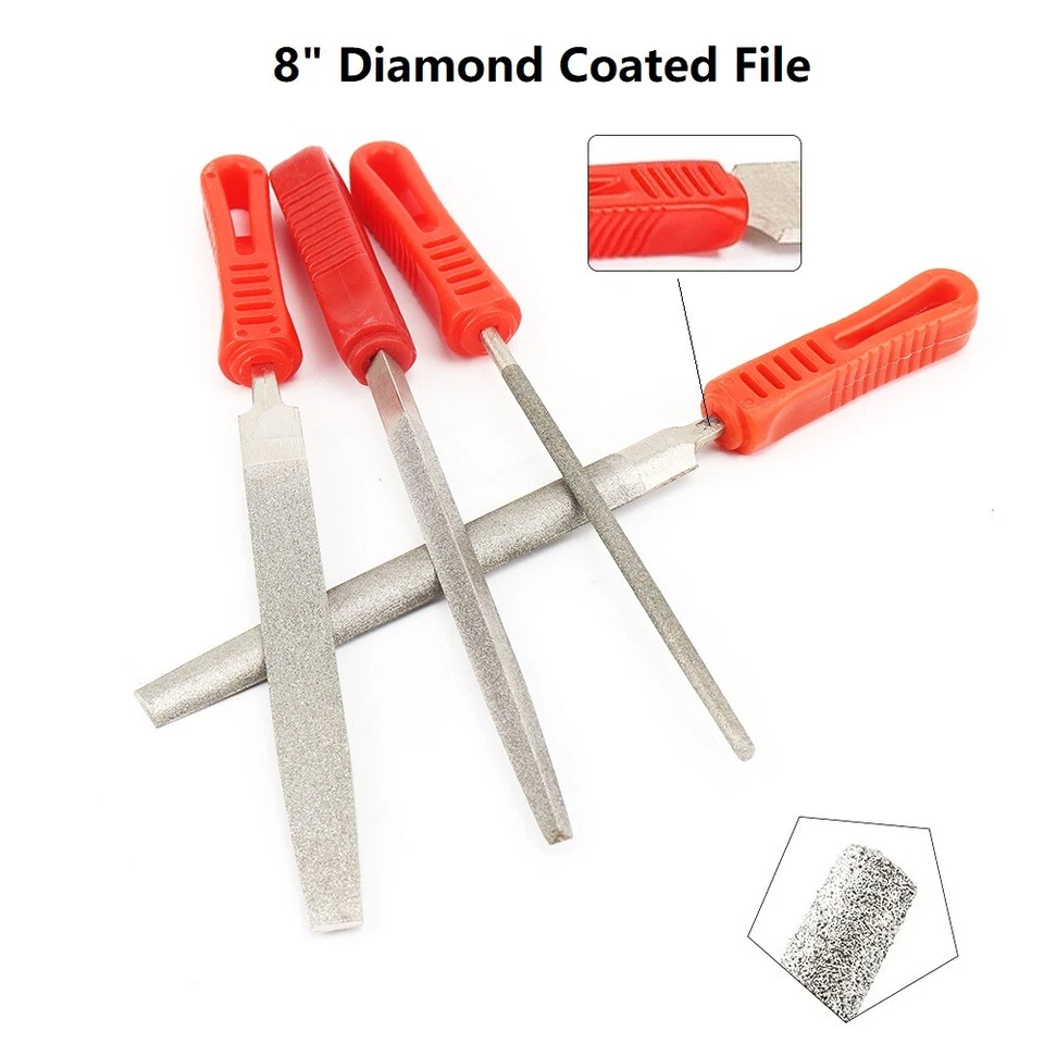 8" 200mm Diamond Coated Files Set Hand Repair Tools For Grinding Glass Jewelry - Image 1 of 4