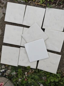 10 Piece Lot Vintage Tile Off White/Ivory Tiles New Bumpy Matte Finish - Picture 1 of 4