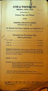 Acer & Whedon Inc Medina NY Ofenrohr & Fittings 1930er 4er Set Preislisten - Bild 1 von 3