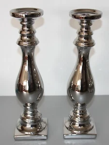 Edelmann BV Niederlande 2 Kerzenleuchter silberfarben, 1-armig, H 38,7 cm - Bild 1 von 7