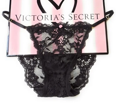 VICTORIA'S SECRET DREAM ANGELS Black Lace Adjustable String Bikini Panty S M L X - Image 1 of 4